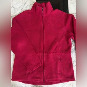 Vtg LL Bean Womens Fleece Jacket Lg Full Zip Fuchsia Pink Outdoors Performance